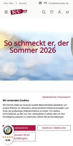 Anteprima del sito Weinhalle, media di Germania per articoli sponsorizzati