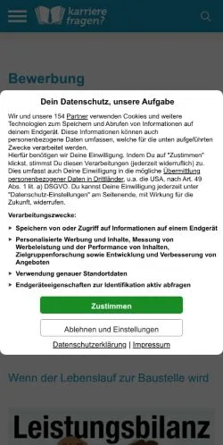 Vista previa del sitio Karrierefragen, medio de Alemania para artículos patrocinados