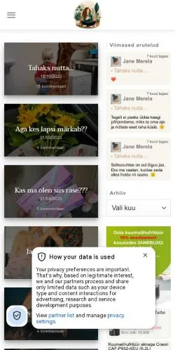 Anteprima del sito Janeblogi, media di Estonia per articoli sponsorizzati