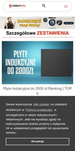 スポンサード記事向けのポーランドメディア、VideoTestyのサイトプレビュー