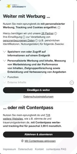 Podgląd witryny Mein Sprungbrett, medium z kraju Niemcy do artykułów sponsorowanych