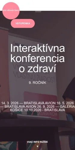 Aperçu du site Pre Zdravie Ženy, média de Slovaquie pour articles sponsorisés