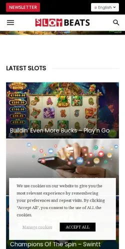 スポンサード記事向けのイギリスメディア、SlotBeatsのサイトプレビュー