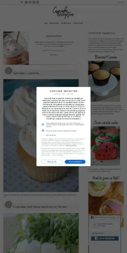 Anteprima del sito Cupcakerecepten, media di Paesi Bassi per articoli sponsorizzati