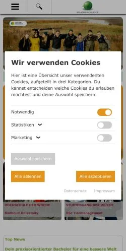 Anteprima del sito studienscout-nl, media di Germania per articoli sponsorizzati