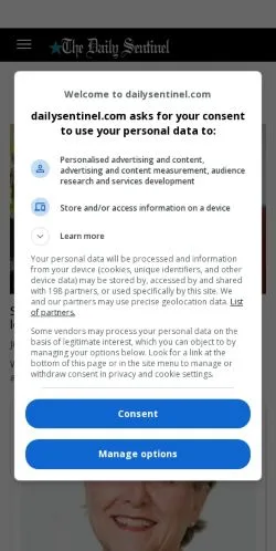 スポンサード記事向けのアメリカ合衆国メディア、Daily Sentinelのサイトプレビュー