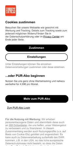 Aperçu du site Express, référencé pour publier un article sponsorisé