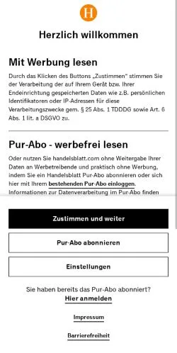 スポンサード記事向けのドイツメディア、Handelsblattのサイトプレビュー