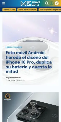 Anteprima del sito MovilZona, media di Spagna per articoli sponsorizzati