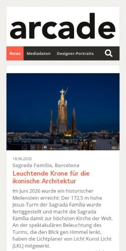 Anteprima del sito Arcade News, media di Germania per articoli sponsorizzati