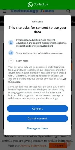 スポンサード記事向けのイギリスメディア、Technology Timesのサイトプレビュー