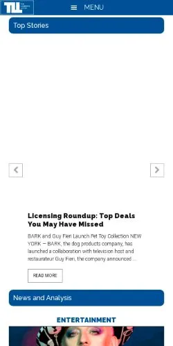 Voorbeeld van de site The Licensing Letter, medium uit Verenigde Staten voor gesponsorde artikelen