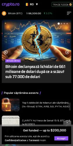 Pré-visualização do site Crypto, meio de Romênia para artigos patrocinados