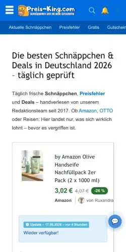 Preview of the Preis-King website, a media outlet in Germany for sponsored articles