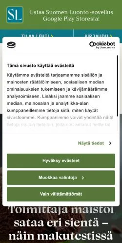 Anteprima del sito Suomen Luonto, media di Finlandia per articoli sponsorizzati