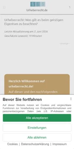 Anteprima del sito Urheberrecht, media di Germania per articoli sponsorizzati