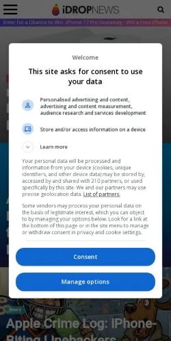 Anteprima del sito iDrop News, media di Stati Uniti per articoli sponsorizzati