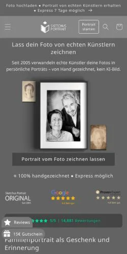Podgląd witryny Sketchus Handgemalte Portraits, medium z kraju Niemcy do artykułów sponsorowanych