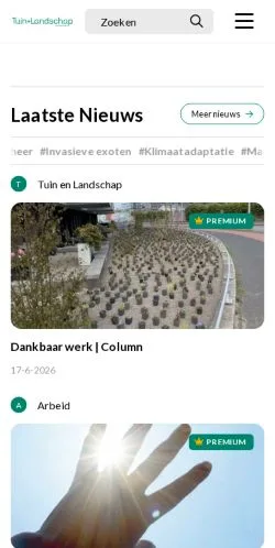 Anteprima del sito Tuin & Landschap, media di Paesi Bassi per articoli sponsorizzati