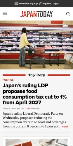 Anteprima del sito Japan Today, media di Stati Uniti per articoli sponsorizzati