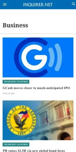 스폰서 기사용 미국 매체 Business Inquirer 사이트 미리보기