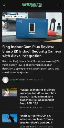 スポンサード記事向けのアメリカ合衆国メディア、Gadgets Middle Eastのサイトプレビュー