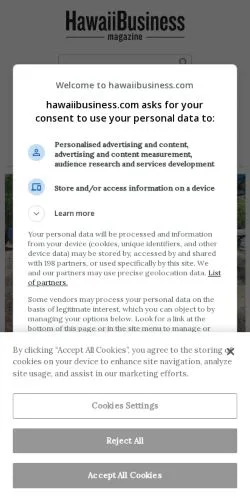 Anteprima del sito Hawaii Business, media di Stati Uniti per articoli sponsorizzati