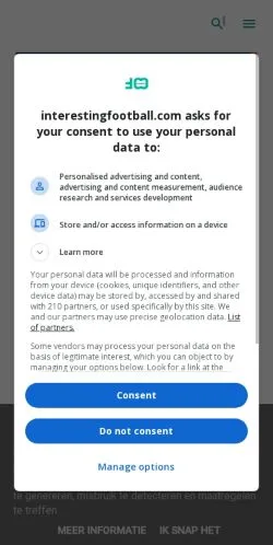 Anteprima del sito Interesting Football, media di Regno Unito per articoli sponsorizzati