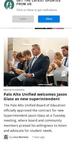 Podgląd witryny Palo Alto Online, medium z kraju Stany Zjednoczone do artykułów sponsorowanych