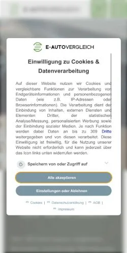 Podgląd witryny E-Autovergleich, medium z kraju Niemcy do artykułów sponsorowanych