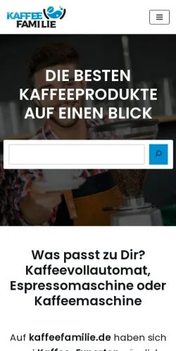 Podgląd witryny Kaffeefamilie, medium z kraju Niemcy do artykułów sponsorowanych