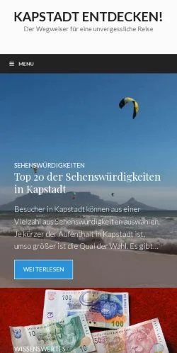 Anteprima del sito Kapstadt entdecken! Der Kapstadt Blog, media di Germania per articoli sponsorizzati
