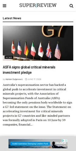 Anteprima del sito SuperReview, media di Australia per articoli sponsorizzati