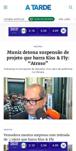 Voorbeeld van de site A Tarde, medium uit Brazilië voor gesponsorde artikelen