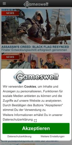 Anteprima del sito Gameswelt, media di Austria per articoli sponsorizzati