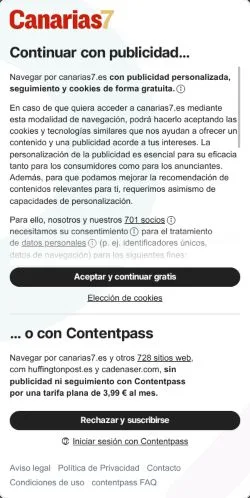 Anteprima del sito Canarias7, media di Spagna per articoli sponsorizzati
