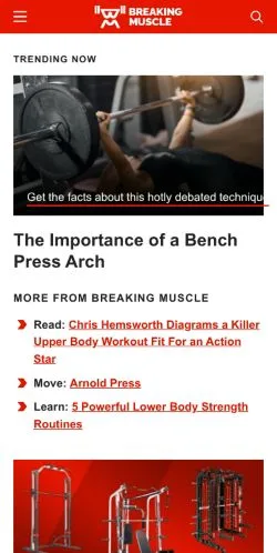 Aperçu du site Breaking Muscle, média de États-Unis pour articles sponsorisés