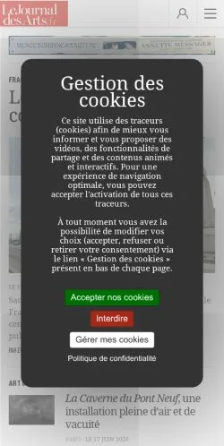 Anteprima del sito Le Journal Des Arts, media di Francia per articoli sponsorizzati
