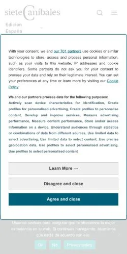 スポンサード記事向けのスペインメディア、7 Caníbalesのサイトプレビュー