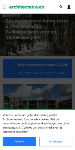 Pré-visualização do site Architectenweb, meio de Países Baixos para artigos patrocinados