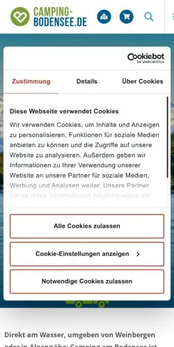 Podgląd witryny Campingplätze Am Bodensee, medium z kraju Niemcy do artykułów sponsorowanych