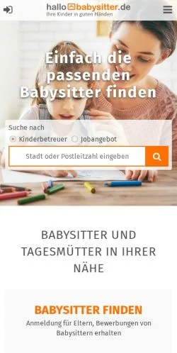 Podgląd witryny HalloBabysitter, medium z kraju Niemcy do artykułów sponsorowanych