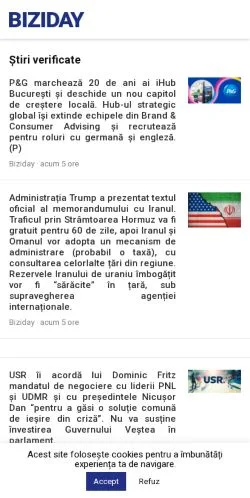 Anteprima del sito Biziday, media di Romania per articoli sponsorizzati
