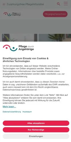 Anteprima del sito Pflege Durch Angehörige, media di Germania per articoli sponsorizzati