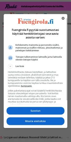 Anteprima del sito Fuengirola, media di Finlandia per articoli sponsorizzati