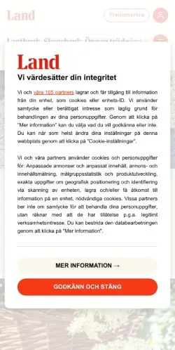 Voorbeeld van de site Land, medium uit Zweden voor gesponsorde artikelen