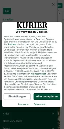 Preview of the Nordbayerischer Kurier website, a media outlet in Germany for sponsored articles