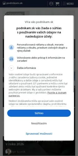 Podgląd witryny Podnikam, medium z kraju Słowacja do artykułów sponsorowanych