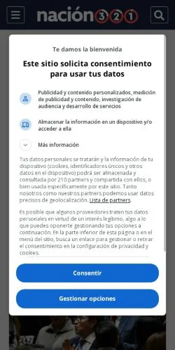 スポンサード記事向けのスペインメディア、Nacion321のサイトプレビュー