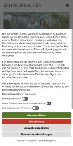 Anteprima del sito ZEIT SPRACHEN, media di Germania per articoli sponsorizzati